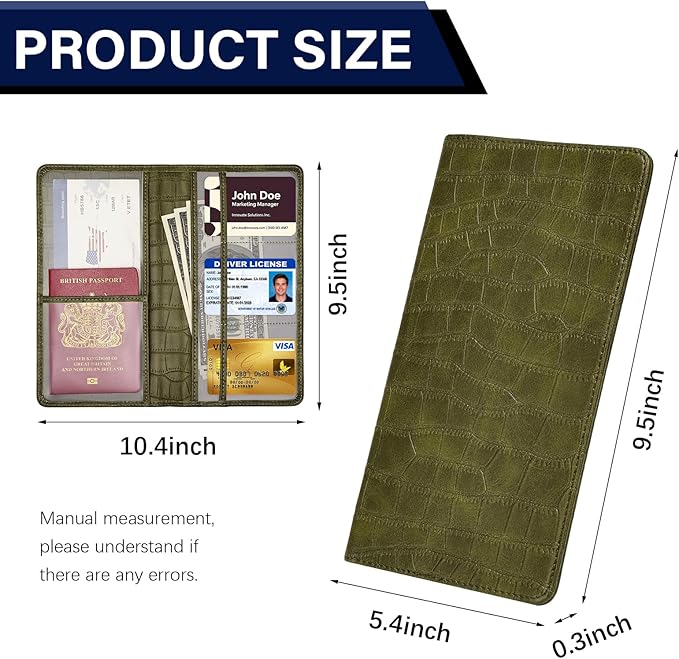Car Registration and Insurance Holder, Olive Green Vehicle Glove Box Car Organizer with Magnetic Closure for Documents, Cards, License Car Organization, 1 Pack