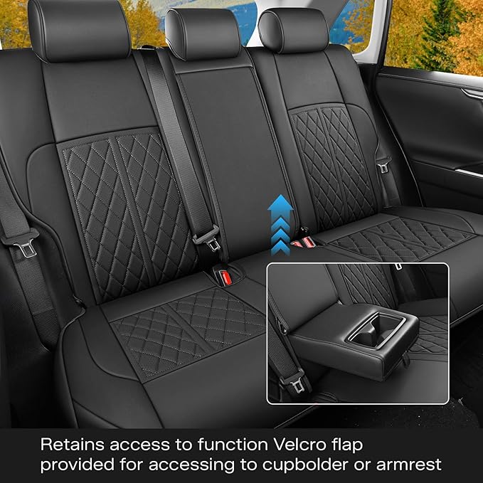 DuDuWang Seat Covers Custom Fit for 2024-2025 Tacoma Pickup Truck Seat Cover Protector Cushion with Faux Leather Waterproof (Black, Full Set)