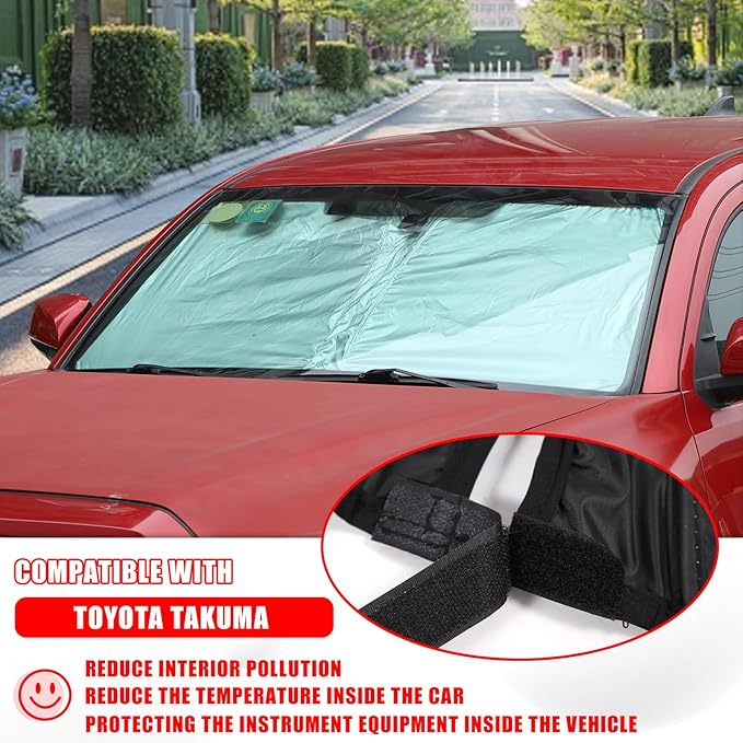 LLKUANG Car Windshield Sun Shade Compatible with Toyota Tacoma 2006-2024 Auto Windshield Sunshades Foldable Blocks UV Rays Sun Visor to Keep Your Vehicle Cool and Damage Free (Style B)