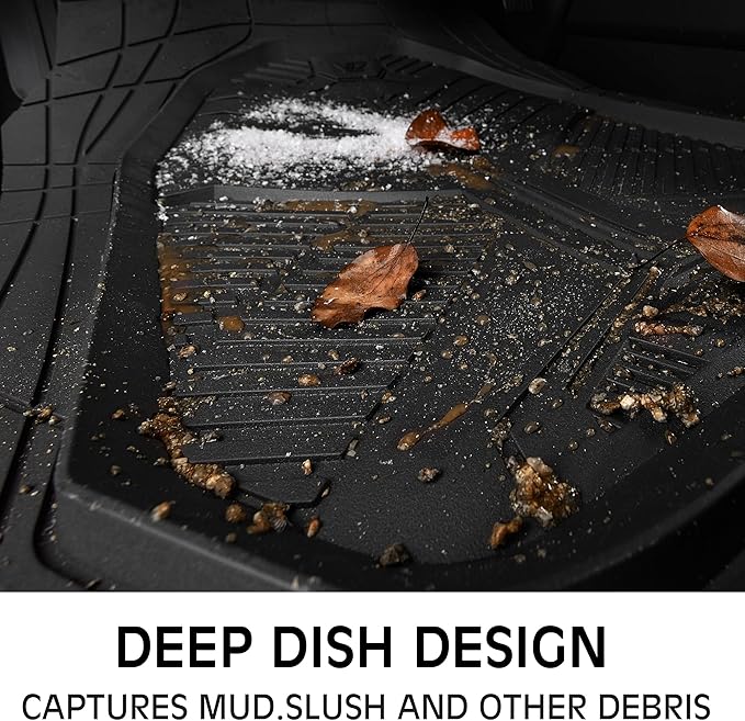 CAR PASS Heavy Duty Rubber Car Mats, Deep-Dish 2-Piece Car Floor Mats Front Only, All Weather Protection Universal Trim-to-Fit for SUVs Trucks Sedans, Waterproof Anti-Slip, Black