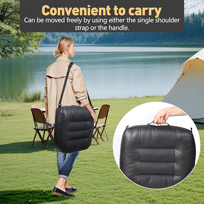 Booster Car Seat Cushion, Thick Leather Car Seat Cushion Pad for Adult to Raise Height, Portable Backless Car Seat Pillow with Handle for Trucks Driving, Suvs, Office Chairs, Wheelchairs
