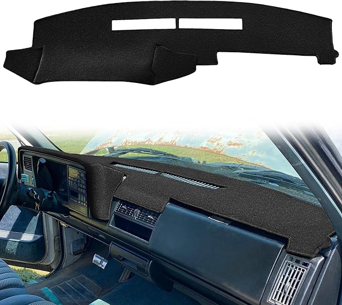 Dash Cover Mat Fit for Chevy Chevrolet Silverado/GMC Sierra C1500 C2500 C3500 K1500 K2500 K3500 Pickup Truck 1988-1994, 1992-94 GMC Yukon/Chevy Blazer Suburban Dashboard Pad Carpet (88-94, Black) Y25