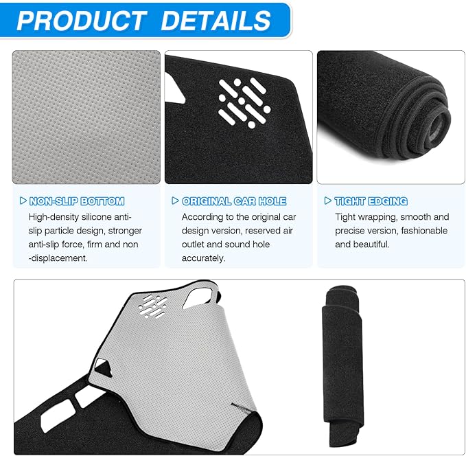 Sonata Dash Cover - Dashboard Cover for Hyundai Sonata 2011 2012 2013 2014 Accessories Suede Dash Mat for Sonata Anti-Glare and Sun Protection Back