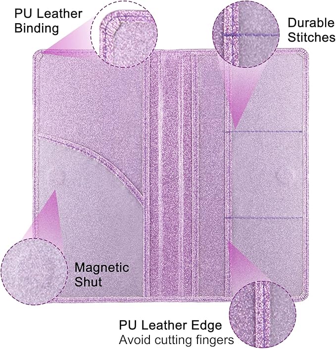 Car Registration and Insurance Holder, Premium Leather Insurance and Registration Holder,vehicle Glove Box Car Organizer, with Magnetic Shut for Cards, Driver License (Glitter Purple)