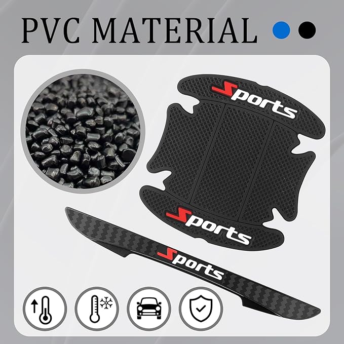 8PCS Car Door Handle Protectors,Stylish PVC Car Door Edge Protector with Sport Word Can Avoid Scratching,Universal Car Door Handle Cup Protector Suitable for Most Vehicle (Black)