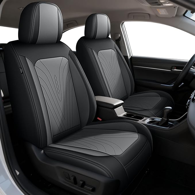 DISUTOGO Full Set Seat Covers Fit for Nissan Altima 2009-2025 2026 Waterproof Faux Leather Automotive Cushion Protector Car seat Covers Compatible Airbag(5 Seats, Grey)