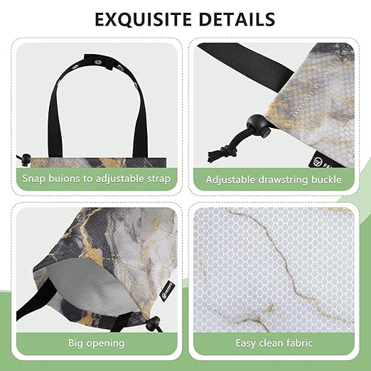 ALAZA Hanging Car Trash Bags Garbage Bag Trash Can for Back Seat Small Marble White Gold Washable Storage Bag Retractable 2 Pack