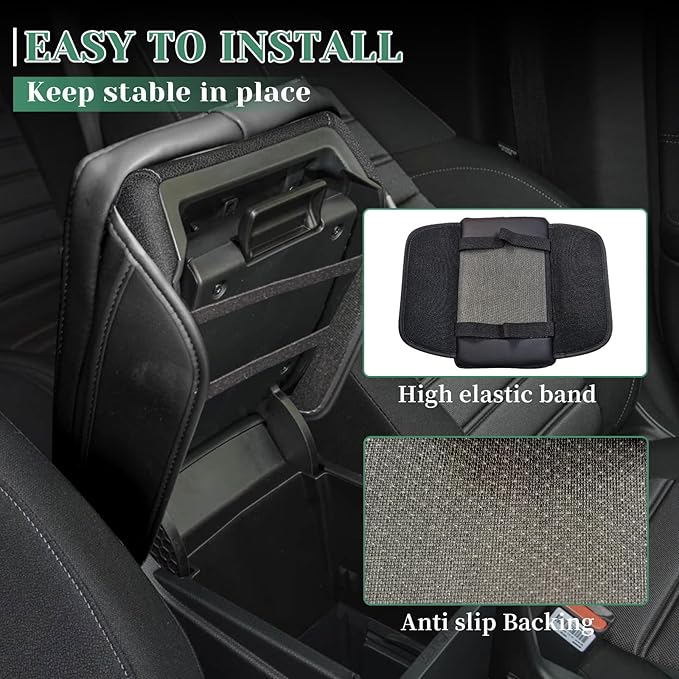 Center Console Armrest Cover Compatible with Honda CRV 2023-2025 Leather Middle Console Arm Rest Box Protector Cushion Padding with Side Pockets Anti-Scratch Black