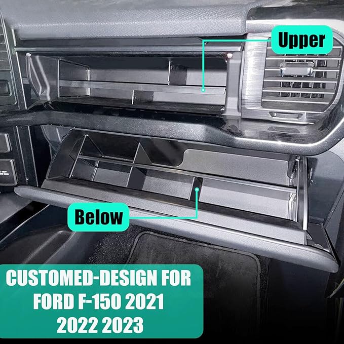 Compatible with Glove Box Organizer 2021 2022 2023 2024 Ford F150 Accessories - Center Console Organizer Internal Storage Divider Partition Insert Box ABS Secondary Storage for F150(Up)