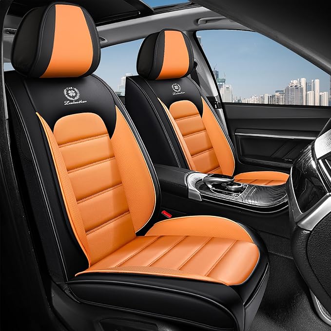 AREKA 2 Seat Covers for Subaru Crosstrek 2016-2026 Breathable Cars Seat Covers,Anti-Slip Waterproof Car Seat Protectors with Airbag,Automotive Vehicle Cushion with Storage Pockets (Standard,Orange)