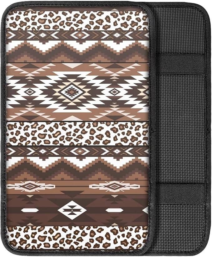 Tribal Aztec Center Console Cover Easy to Install Car Armrest Cushion Protector Protect from Pet Claws Soft Universal Fit for Vehicles,Cars,Suvs,Vans,Sedans