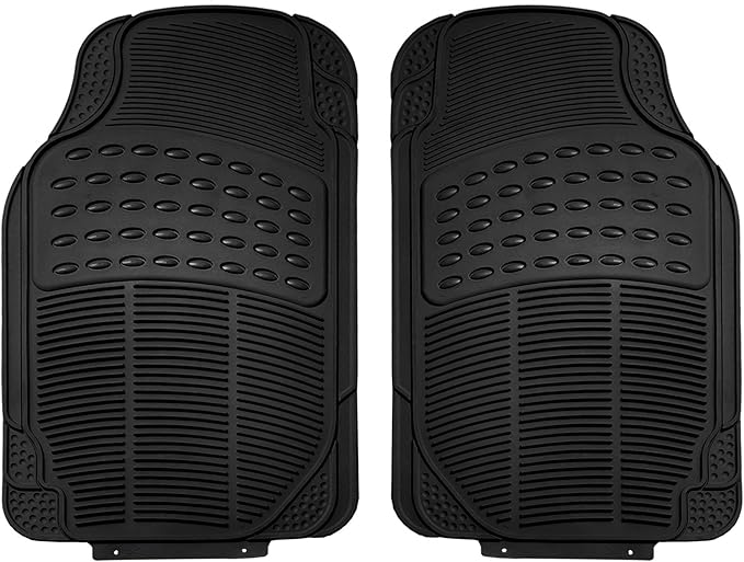 WYLF Automotive Floor Mats Climaproof Trimmable Non-Slip Vinyl Floor Mats-Full Set Black for Cars, Universal Fit, Floor Mats for Sedan, SUV, Truck Floor Mats