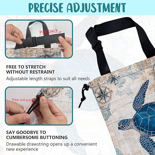 KXWQTRDD Car Garbage Bag Vintage Blue Sea Turtle Sailing Ships Drawstring Car Trash Bag Hanging for Back Seat with Adjustable Buckle Canvas Vehicle Trash Can Easy-to-Install