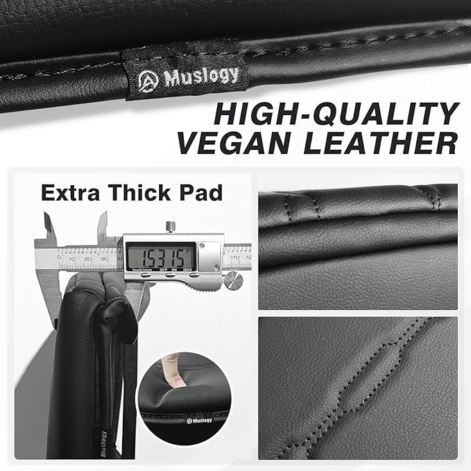Muslogy Center Console Armrest Cover Compatible with Toyota Tacoma 2016-2023 Comfort Armrest Pad Arm Rest Cushion Vegan Leather Protector 1-Inch Extra Thick
