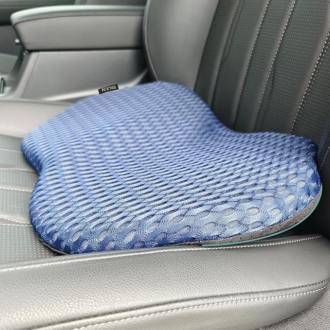 Memory Foam Car Seat Fill Cushion, Driver Seat Cushion for Tailbone Pain Relief, Car Lumbar Support for Driving Seat, Car Booster Seat for Short Drivers，Car Seat Pad (Navy Blue)