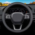 Steering Wheel Cover for Honda Civic Accord CR-V, 14.5"-15" Non-Slip Breathable Microfiber Leather Car Steering Wheel Cover (Black)