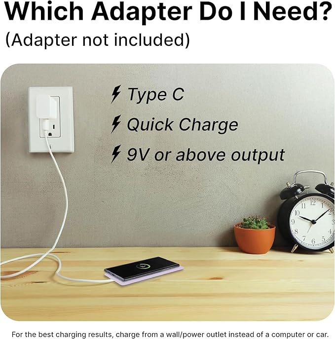 IJS Ultra Slim Wireless Charger Up to 15W Max Fast Charging Pad Compatible for Apple, Samsung Devices, Smart Phone Charger - Adapter Not Included