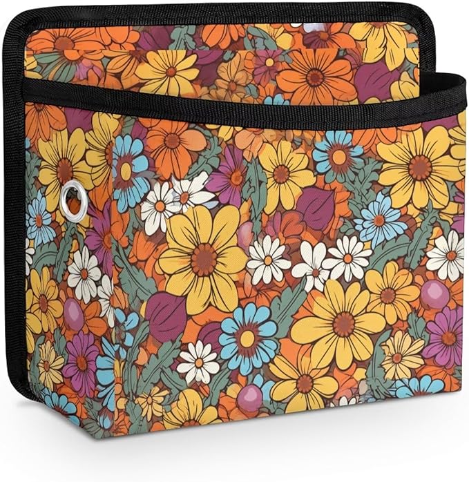 Boho Floral Car Side Pocket Organizer, Front Back Seat Storage Pocket for Car, Universal Auto Console Door Window Storage Bag for Interior Organizer, Holder for Phone Sunglasses