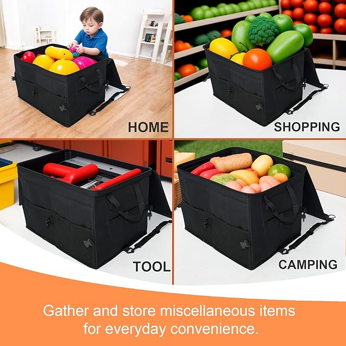 HYPERAX Car Trunk Organizer – Collapsible, Multi-Compartment Storage for SUVs, Cars, and Vehicle Accessories