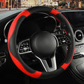 Binsheo Microfibre Leather Auto Car Steering Wheel Cover,Anti Slip 15 Inch,Black and Red