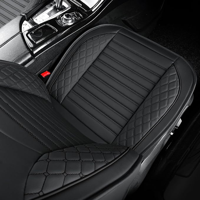 Vankerful Leather Seat Covers for Cars,Car Seat Covers Front Seats Only,Automotive Seat Covers for Trucks,SUV,Leatherette,Universal Fit,Vehicles Seats Cushions(Front Pair,Black)