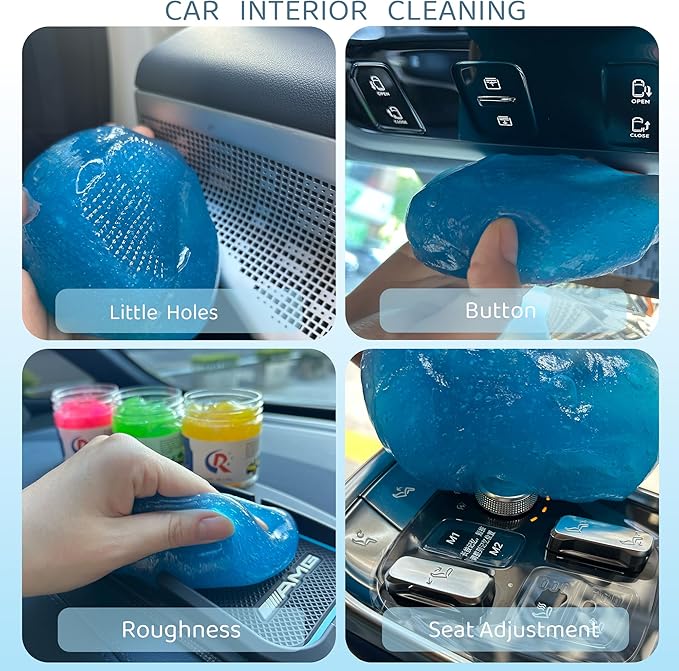 4-Pack Car Cleaning Gels Car Interior Cleaner Putty Slime Auto Detailing Tools Universal Dust Removal Cleaning Kit for Car Accessories Vents 3C Office Four Scented