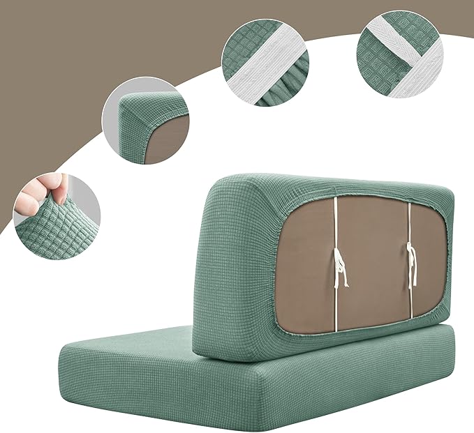 Stretch Rv Dinette Cushion Set, Booth Seats with 1 Backrest & 1 Bench Cover, 38 in Camper Dinette Booth Set,2 Set-Pine Green