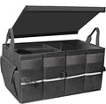 Car Organizer, Trunk Organizer for SUV, Waterproof Car Accessories for Women & Men, 55L Collapsible Trunk Organizer with Lid, 3 Compartment, 23.2"×13.5"×11"
