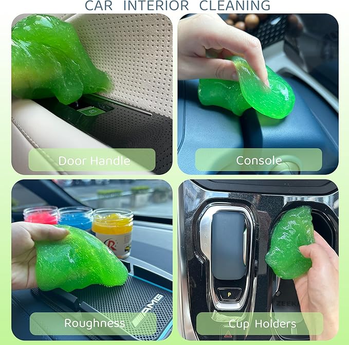 CR CHRWLIN 2-Pack Car Cleaning Gels Car Interior Cleaner Putty Slime Auto Detailing Tools Universal Dust Removal Cleaning Kit for Car Accessories Vents 3C Office Scented Green