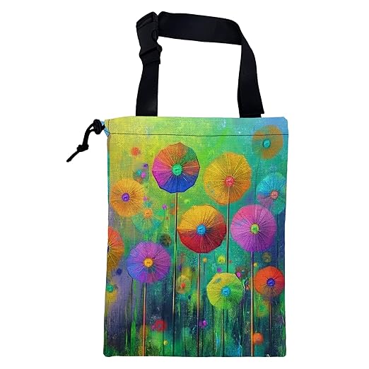 KXWQTRDD Car Garbage Bag Abstract Colorful Flowers Hanging Canvas Car Trash Bag Drawstring Car Back Seat Organizer for Car Back Front Seat Console with Adjustable Buckle