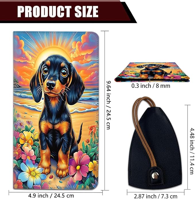 Yuxcfhjfe Car Registration Holder, PU Leather Vehicle Glove Box Organizer for Driver License, Document, Car Insurance Holder with Magnetic Shut, Auto Paperwork Wallet Case Accessories, Dachshund Dog