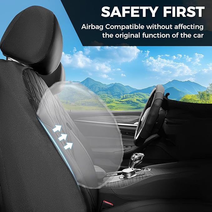 FLORICH Car Seat Covers Front Seat, Leather Seat Covers for Cars Breathable, Car Seat Protector Waterproof, Universal Automotive Seat Covers, Front Car Seat Cover Fit for Most Sedans SUV Pick-up Truck