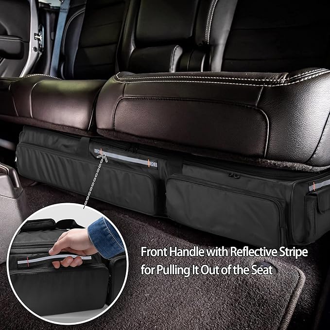samdew Under Seat Storage Bag Fit for SuperCrew Cab & Crew Cab, Back Seat Double-Compartment Organizer for Truck, Practical Underseat Tool Box with Inner Dividers & Multiple Pockets (Patented Design)