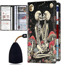 Car Registration and Insurance Card Holder for Women Men, Waterproof PU Leather Glove Box Car Organizer with Magnetic Shut, Vehicle Document Holder for Driver License,Cards, Flower with Skeleton