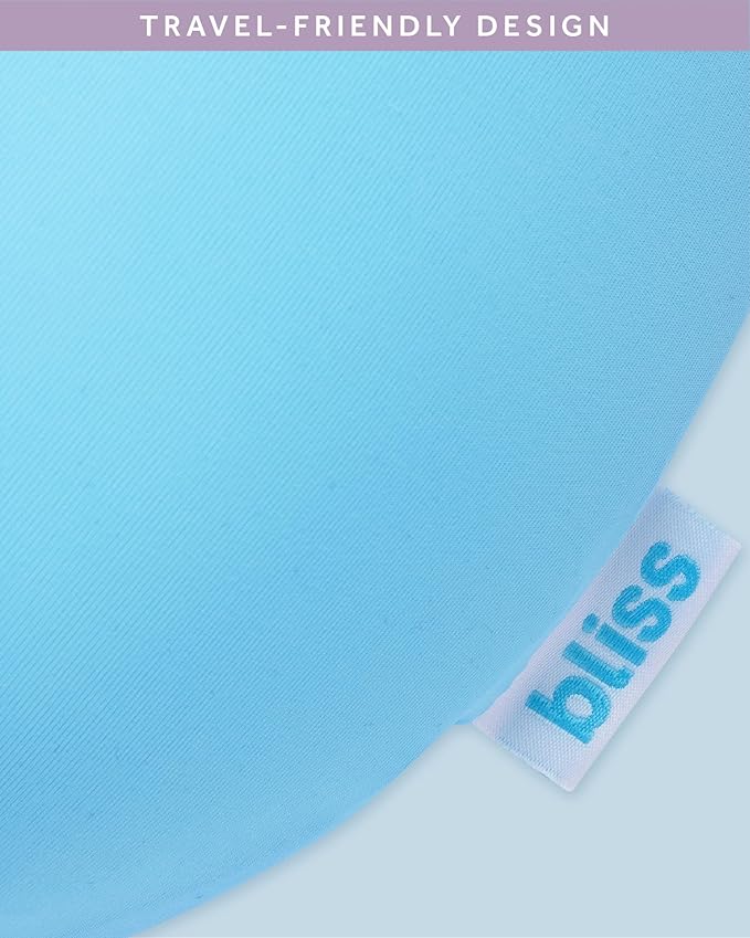 Bliss Neck Pillow - Lightweight U-Shaped Memory Foam Travel Neck Pillow with Snap Closure for Airplanes, Traveling, Offices, Cars, Size One Size, Light Aqua with Mask