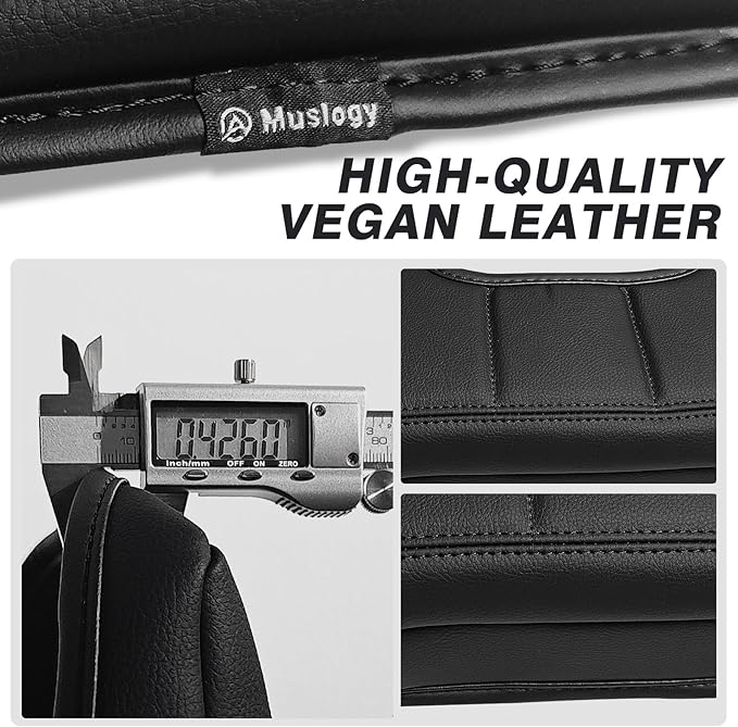 Muslogy Center Console Armrest Cover Compatible with Chevy Silverado & GMC Sierra 1500 2500 3500HD 2014-2018 Comfort Armrest Pad Vegan Leather Protector Regular Thick(Split Bench Jump Seat ONLY)