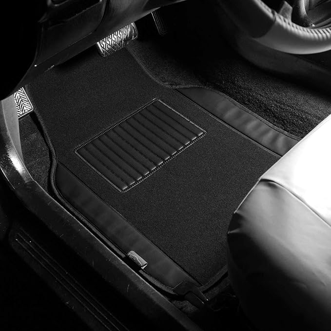 FH Group Car Floor Mats - Carpet for Cars, Universal Fit Automotive All Purpose Car Protector Mat for Most Sedan, SUV, Truck Floor Mats Black