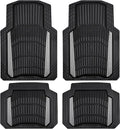 CAR PASS Heavy Duty Rubber Car Floor Mats, Deep Waterproof Car Floor Mats All Weather, Aluminum Film Floor Mats for Cars Non-Slip Universal Trim to Fit for SUVs Trucks Sedans Vans, Black Grey Metallic