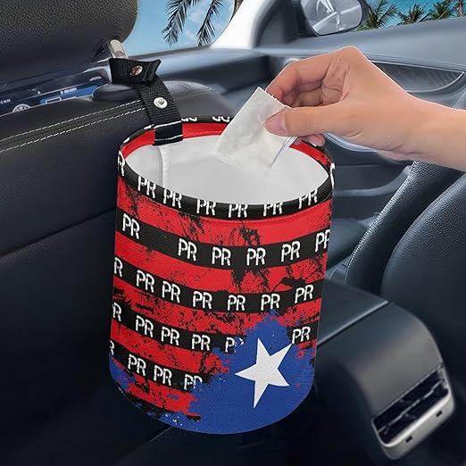 Car Trash Can with Hanging for Back Seat, Car Accessories for Women Men Automotive Garbage Cans Vehicle Trash Can for Truck SUVArt Puerto Rico