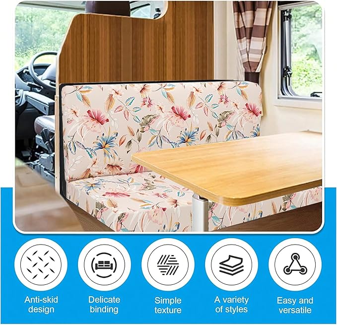 Stretch Rv Dinette Cushion Covers,2 Seat Rv Seat Covers with 1 Backrest & 1 Bench Covers,RV Cushion Couch Covers Dinette Both Seats for RV Camper (Beige, 2 Backrest & 2 Bench Covers)