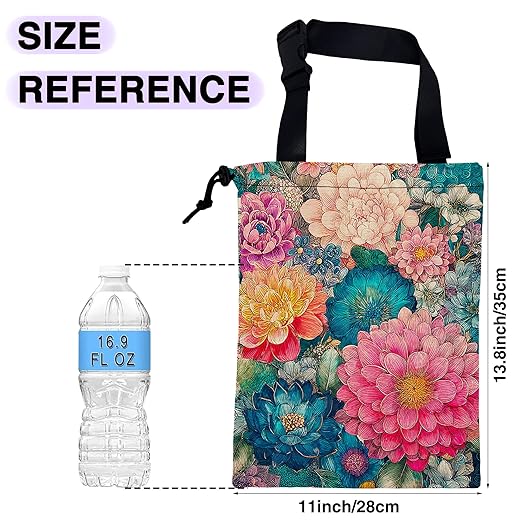 UUCBTAH Car Trash Bag Hanging Colorful Flowers Blooming Car Trash Can for Back Seat Waterproof Car Trash Bin with Adjustable Straps and Drawstring for Car Accessories Vehicle Travelling Camping