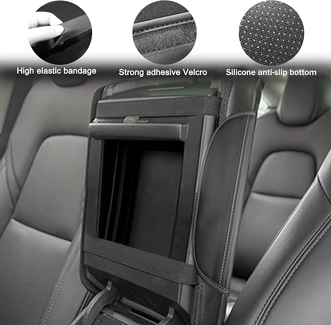 SENSHINE 1.2in Thickness Center Console Cover for Honda CRV Accessories 2023 2024 2025 2026 Middle Console Cover Leather Armrest Box Lid Protector Cushion Pad with Pockets Interior (Gray Stitch)