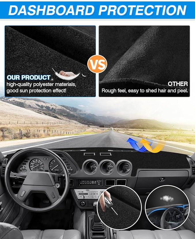 CARTIST Dash Cover Fit for 1979-1983 Datsun 280ZX/Nissan Fairlady Z S130 Dashboard Cover Mat for 280ZX Accessories Non-Slip Carpet Sunshield Glare UV Rays Protector