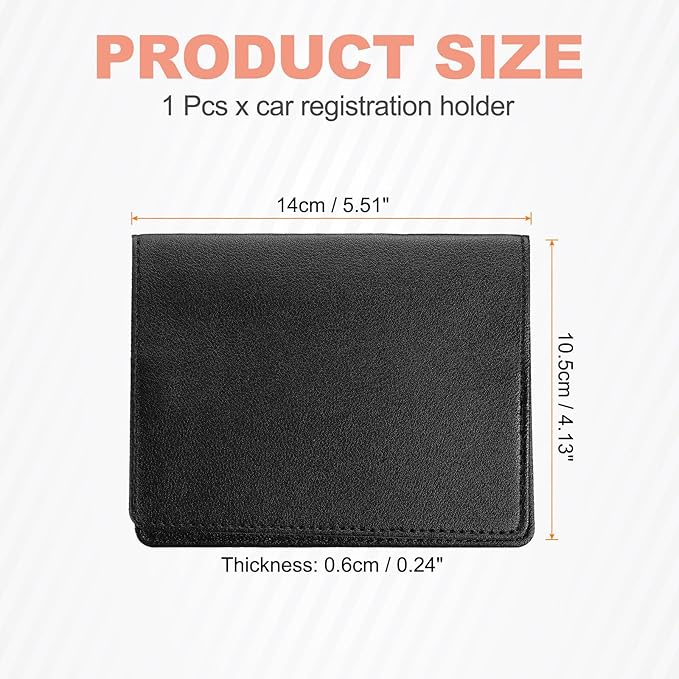 HARFINGTON Car Registration and Insurance Holder 5.51" x 4.13" PU Leather Vehicle Glove Box Organizer Storage Accessories Men Women Car ID Holder for License ID Card Bank Card, Black