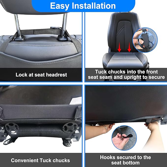 Ahsrnl Kick Mats Back Seat Protector Fit for BMW X5 with 2 Pocket Storage Organizer - Faux Leather Waterproof Dirt Proof for Kids Feet Automotive Accessories (1 Pair,Black)