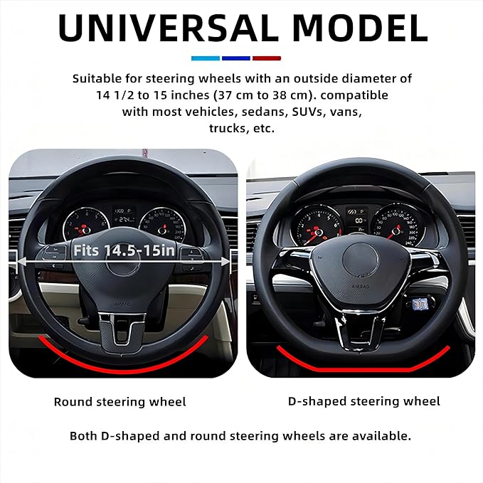 Bling Soft Leather Steering Wheel Cover 15 Inch with Sparkly Diamond Rhinestones for Women and Girls – Elastic Car Accessory for Most Cars (Beige)