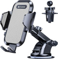 andobil Car Phone Holder, 2026 Military-Grade 89lbs Strongest Suction Phone Holders for Your Car Dashboard/Windshield/Vent Easy Clamp Cellphone Holder Truck Stand for iPhone 17 16 15 Pro Samsung Grey