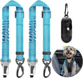 Dog Seat Belt for Car, Dog Car Harness Dog Seatbelt in Car, Safety Leash with Woven Elastic Nylon Buffer Adjustable Rotating Buckle and Dog Poop Bags (19.6-31.5in, Blue,Two Pack)