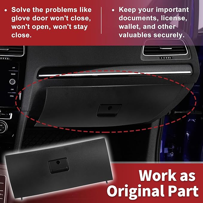 ACROPIX Dash Glove Box Door Lid Cover Glove Compartment Lid Assembly Fit for VW Golf Late 2002 2003 2004 2005 No.1J1857121A Black - Pack of 1