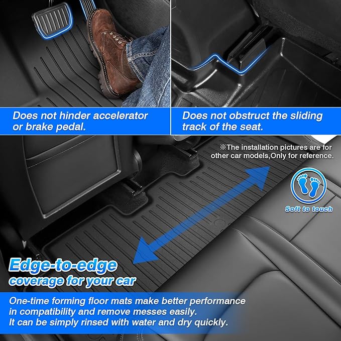 Model Y Floor Mats - Cargo Liner Fits for Tesla Model Y Juniper 2025 2026 (5-Seat), Full Set All Weather Floor Mats for Model Y Juniper Accessories, Heavy Duty Rubber Car Mats, Car Accessories